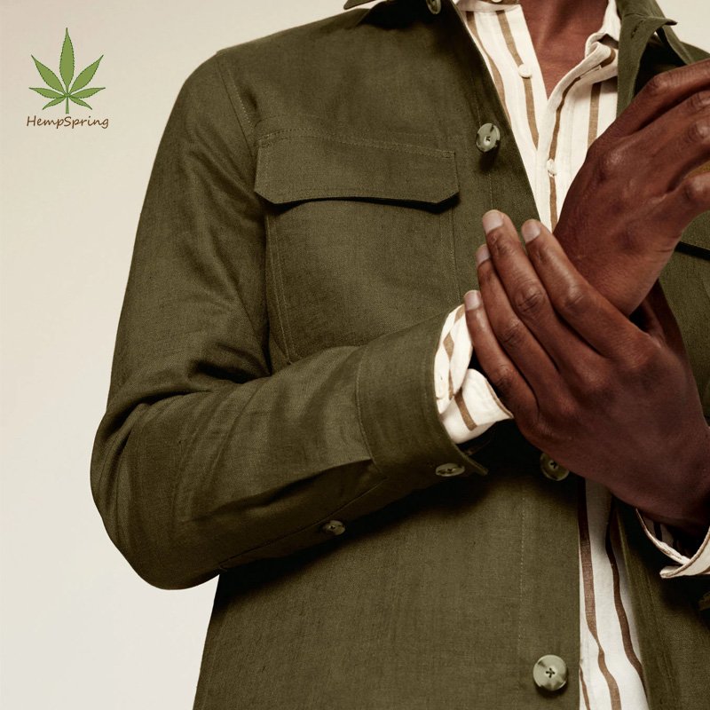 100% linen overshirt with pockets Men Jacket Eco-friendly linen Fabric Men's Jacket sustainable pure linen overshirt coat