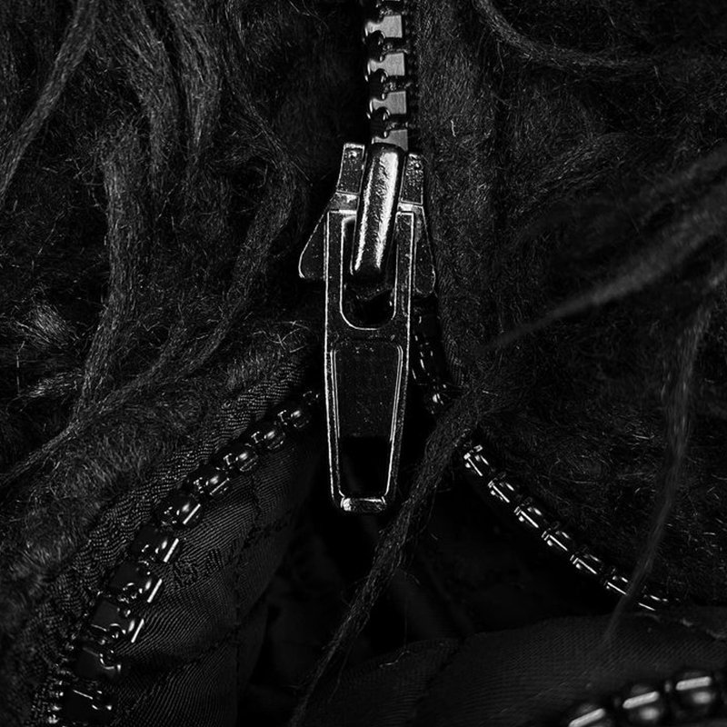 DiZNEW High quality custom winter warm black men's fur jacket High Street fashion zipper leather jacket with fur