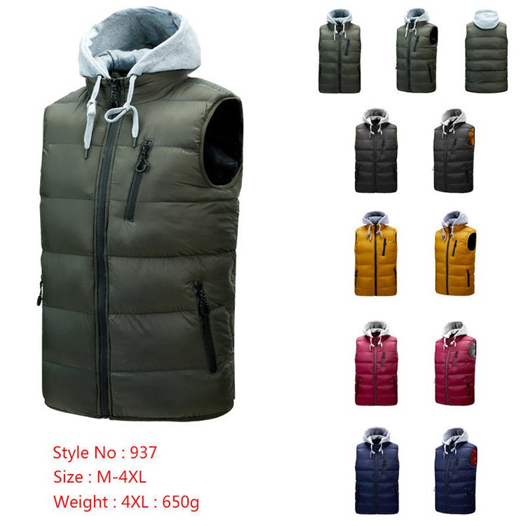 2023 Oem Custom Puffer down Jacket Men's Sleeveless Jacket Lightweight BubbleUtility Outdoor Quilted Padding Vest with hooded