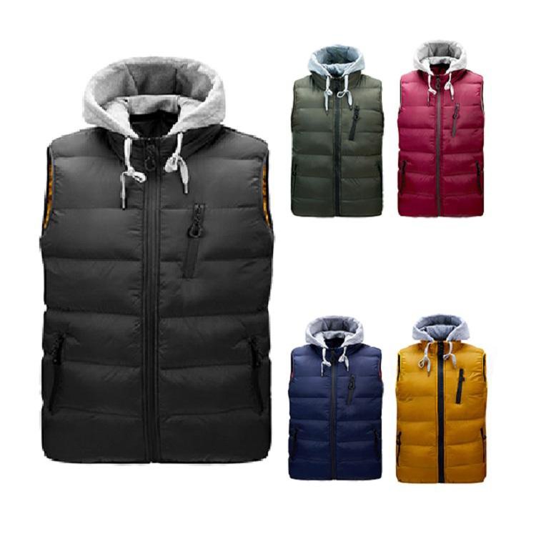 2023 Oem Custom Puffer down Jacket Men's Sleeveless Jacket Lightweight BubbleUtility Outdoor Quilted Padding Vest with hooded