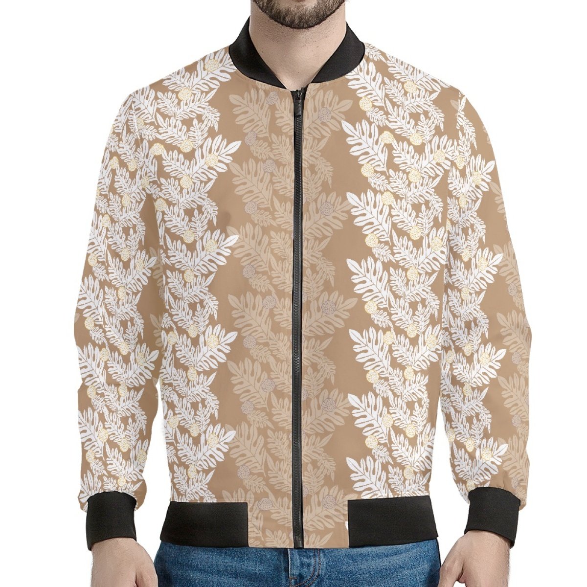 Hot Sale Custom Hawaiian Fashion Ulu Breadfruit Hawaiian Print Casual Fashion Plus Size Polyester Men's Jacket Print On Demand