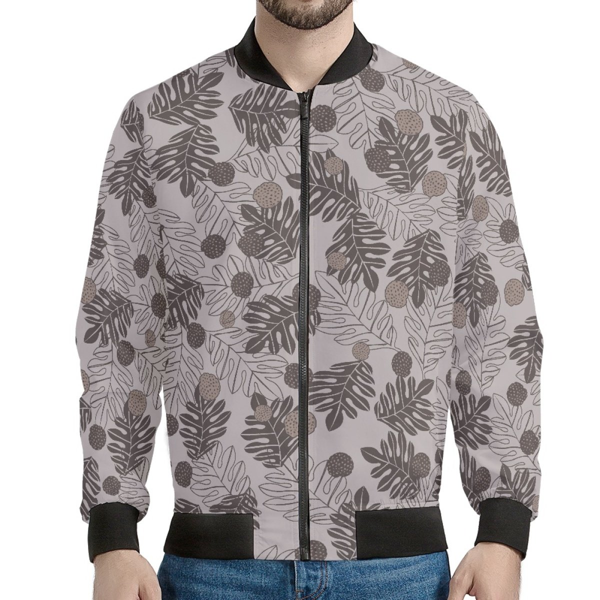 Hot Sale Custom Hawaiian Fashion Ulu Breadfruit Hawaiian Print Casual Fashion Plus Size Polyester Men's Jacket Print On Demand