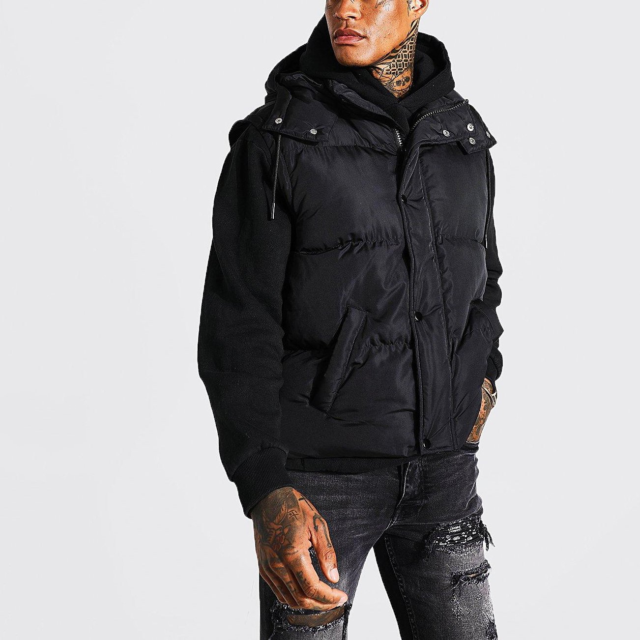 Men Clothing Waterproof Long Custom Down Coat Jacket For Men Wholesale Quilted Windproof Puffer Jackets With Detachable Hood