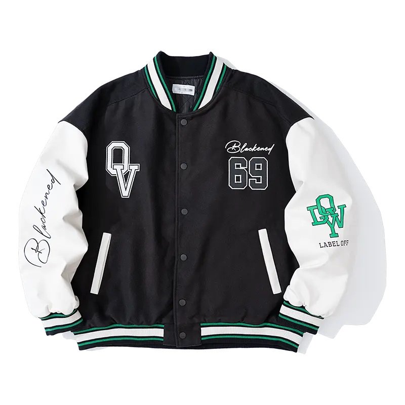 Wholesale OEM custom Men's jackets Leather sleeves letterman jackets customize best quality varsity jacket