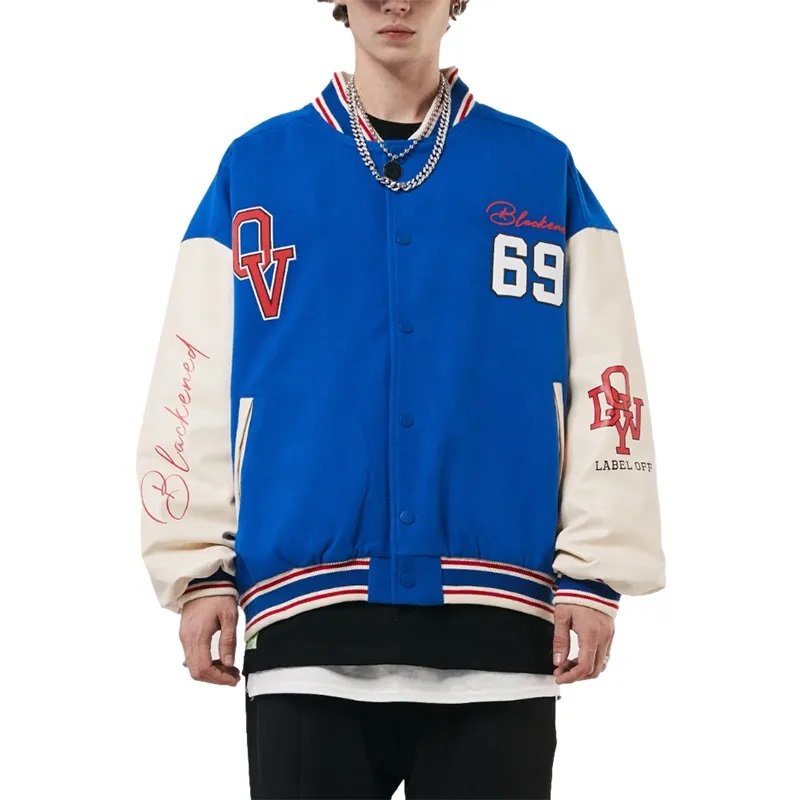 Wholesale OEM custom Men's jackets Leather sleeves letterman jackets customize best quality varsity jacket