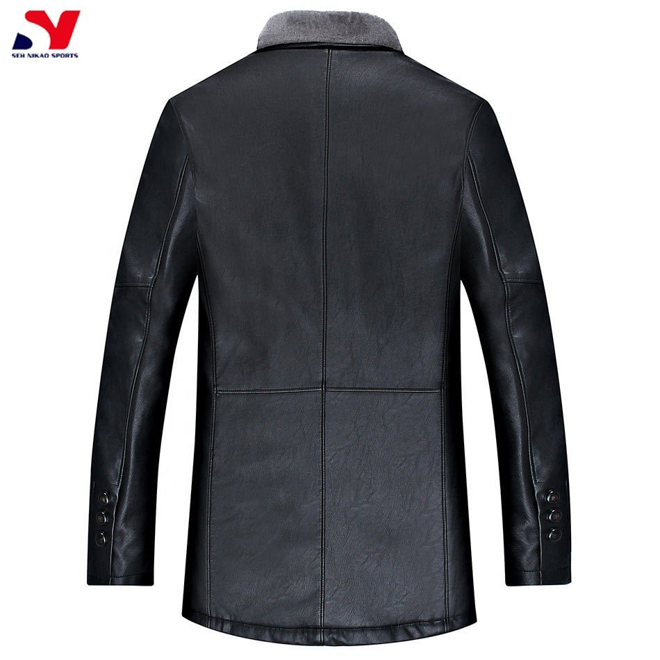 Down and Thickened Leather Jacket in Autumn and Winter Men's Youth Suit Collar Leather Jacket Coat