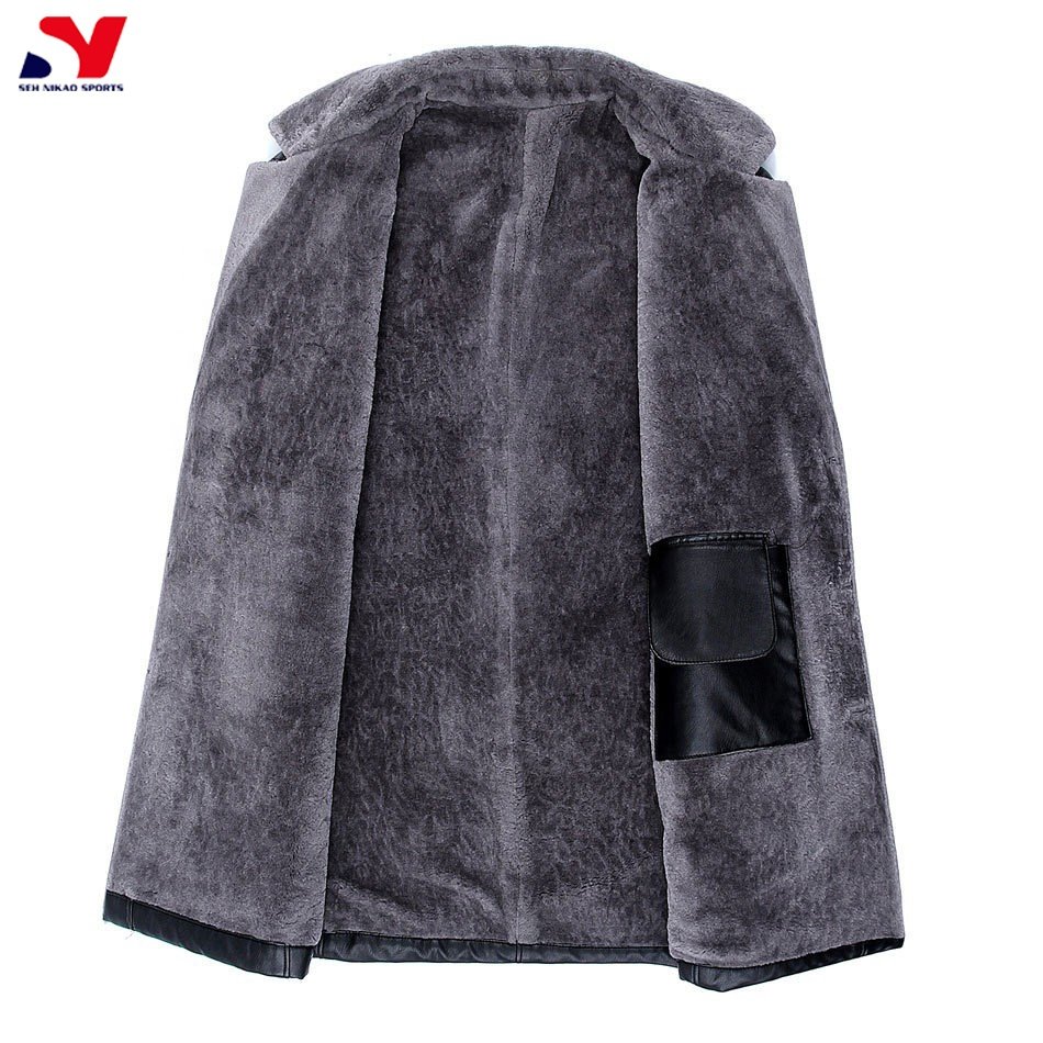 Down and Thickened Leather Jacket in Autumn and Winter Men's Youth Suit Collar Leather Jacket Coat
