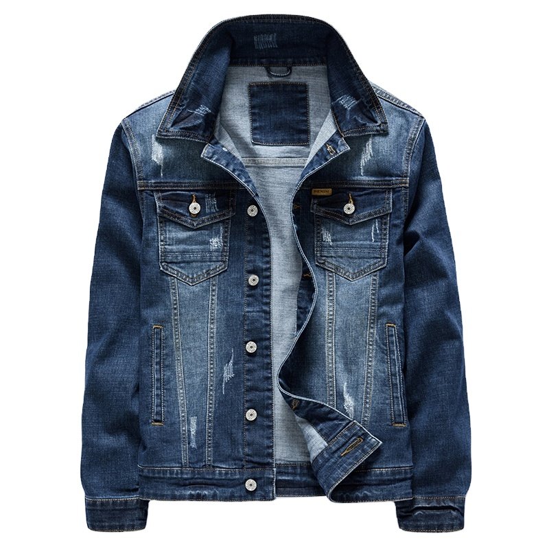 2022 New style hot sale autumn High Street Solid color comfortable men's denim jackets plus size Street style men's jackets