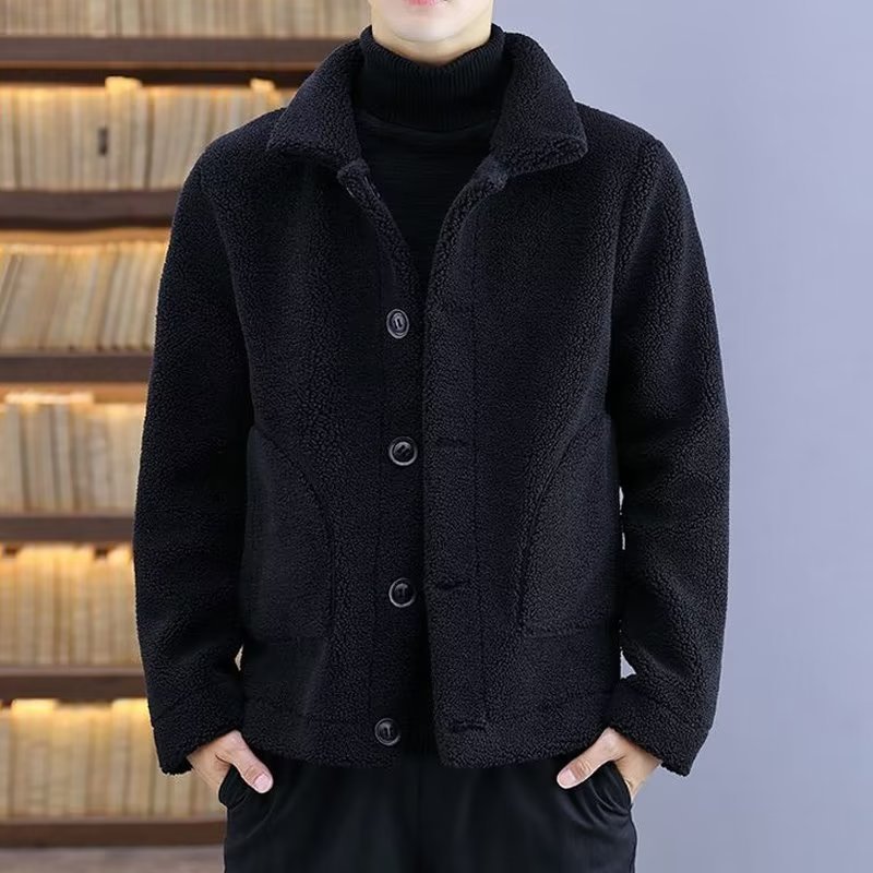 Plus size men's Jackets Leather Coats Men Jacket Fashion Sherpa Fleece Reversible Jacket For Men