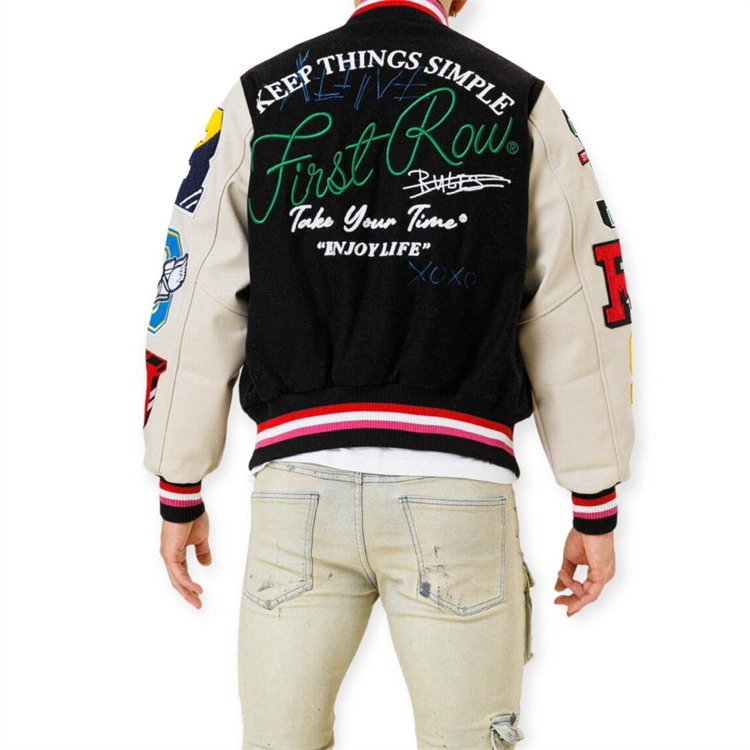 Customised Fashion Crop Top Baseball Coat Loose Casual Letterman Jacket Mens Patch Polyester Cropped Varsity Jacket