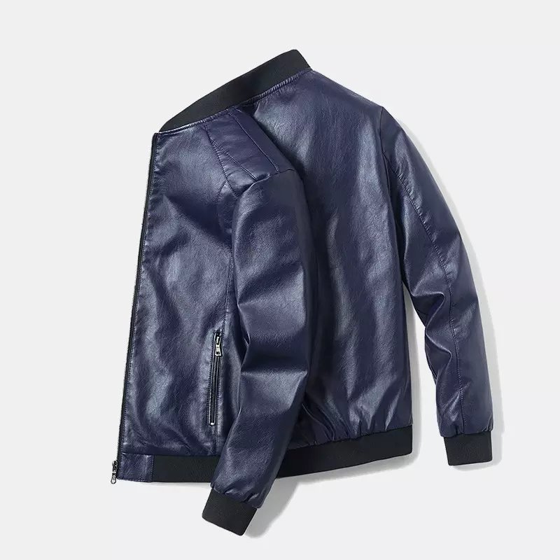 High Quality Men's Stand Collar Washed Motorbike Racing Pu Leather Jacket Custom Quality Men Wear Motorbike Jacket