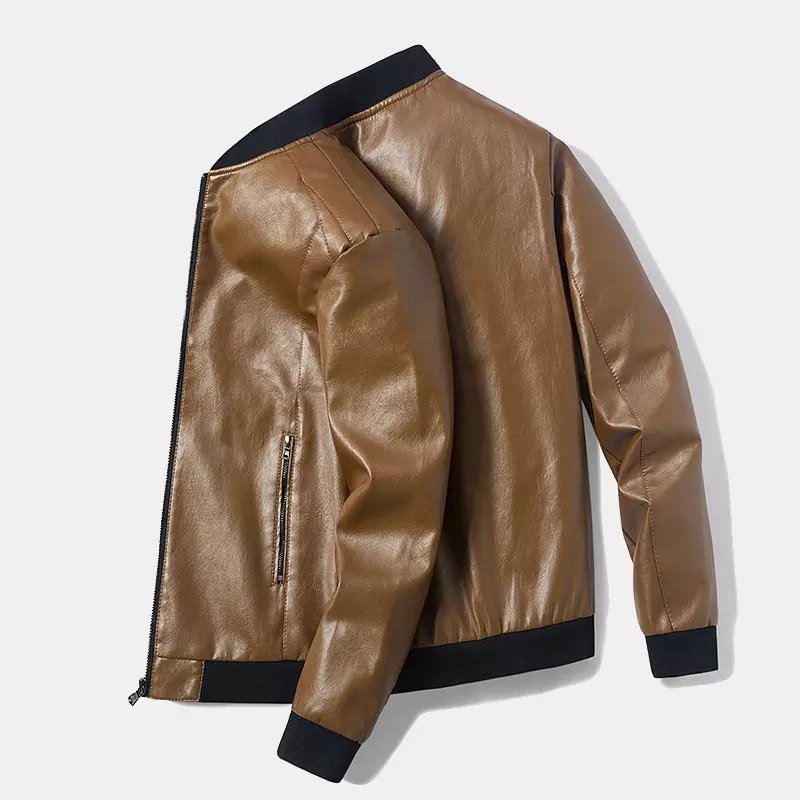 High Quality Men's Stand Collar Washed Motorbike Racing Pu Leather Jacket Custom Quality Men Wear Motorbike Jacket