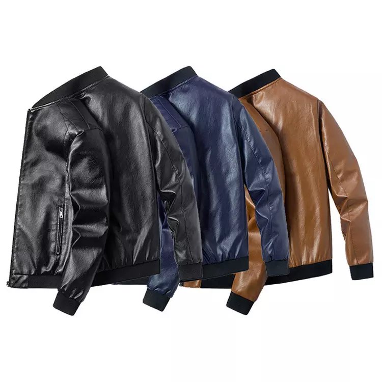 High Quality Men's Stand Collar Washed Motorbike Racing Pu Leather Jacket Custom Quality Men Wear Motorbike Jacket