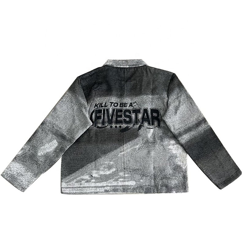 High Quality Custom Thick Jacquard Tapestry Jacket for Men Streetwear Design Hip Hop Zipper Autumn Men's Clothing OEM Service
