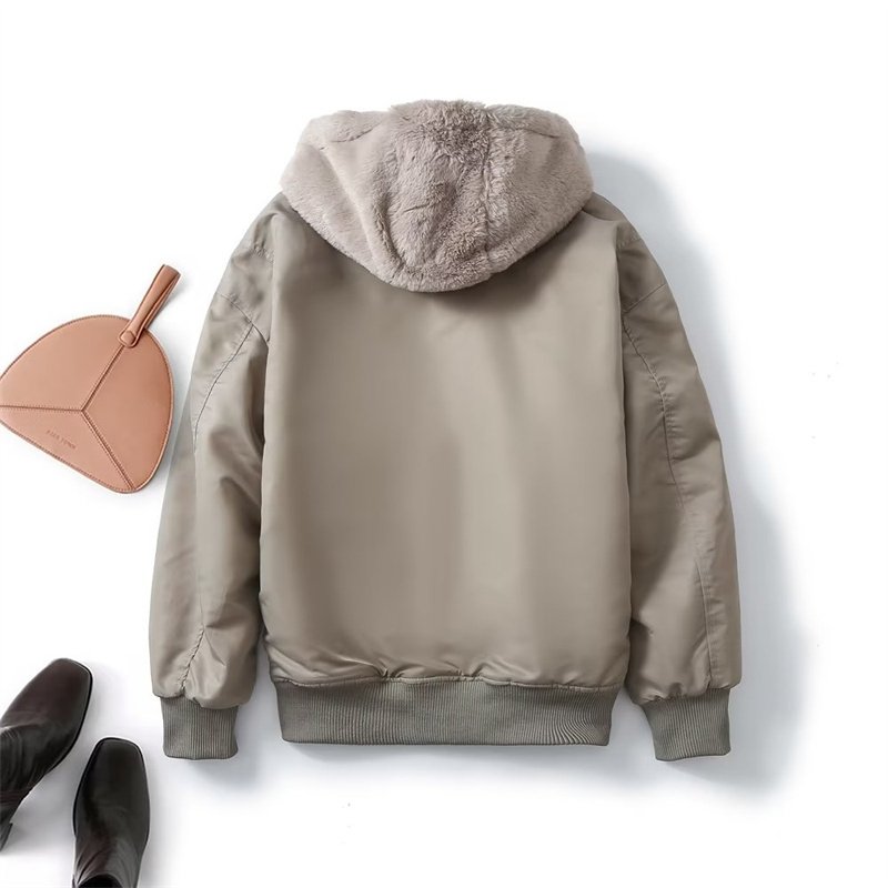 TAOP&ZA Men's 2023 Winter Faux Fur Hooded Reversible Bomber Jacket Zippered Long Sleeve Warm Jacket Top 3833310