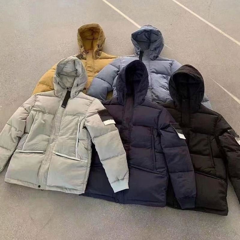 Stone new winter cotton-padded clothes for men and women casual waterproof metal nylon hooded down couple coat warm