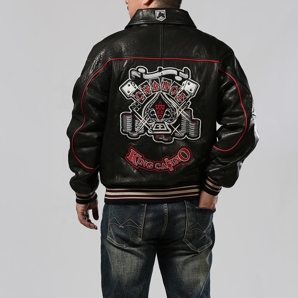 Custom winter plus size casual black Motorcycle Top quality 100% genuine leather coat men's lapel thick real lamb skin jackets