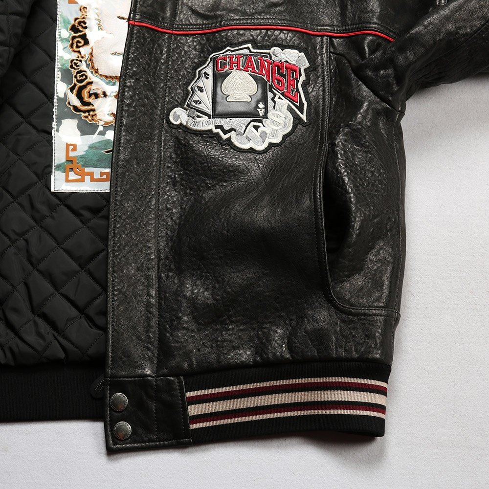 Custom winter plus size casual black Motorcycle Top quality 100% genuine leather coat men's lapel thick real lamb skin jackets