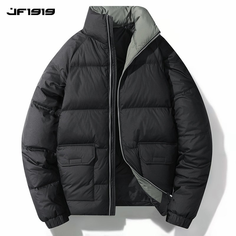 High Quality Men's Winter Jacket Fashionable Thickened Solid Leather Warm Fluffy Duck OEM Service Crew Neck Long Design Pattern