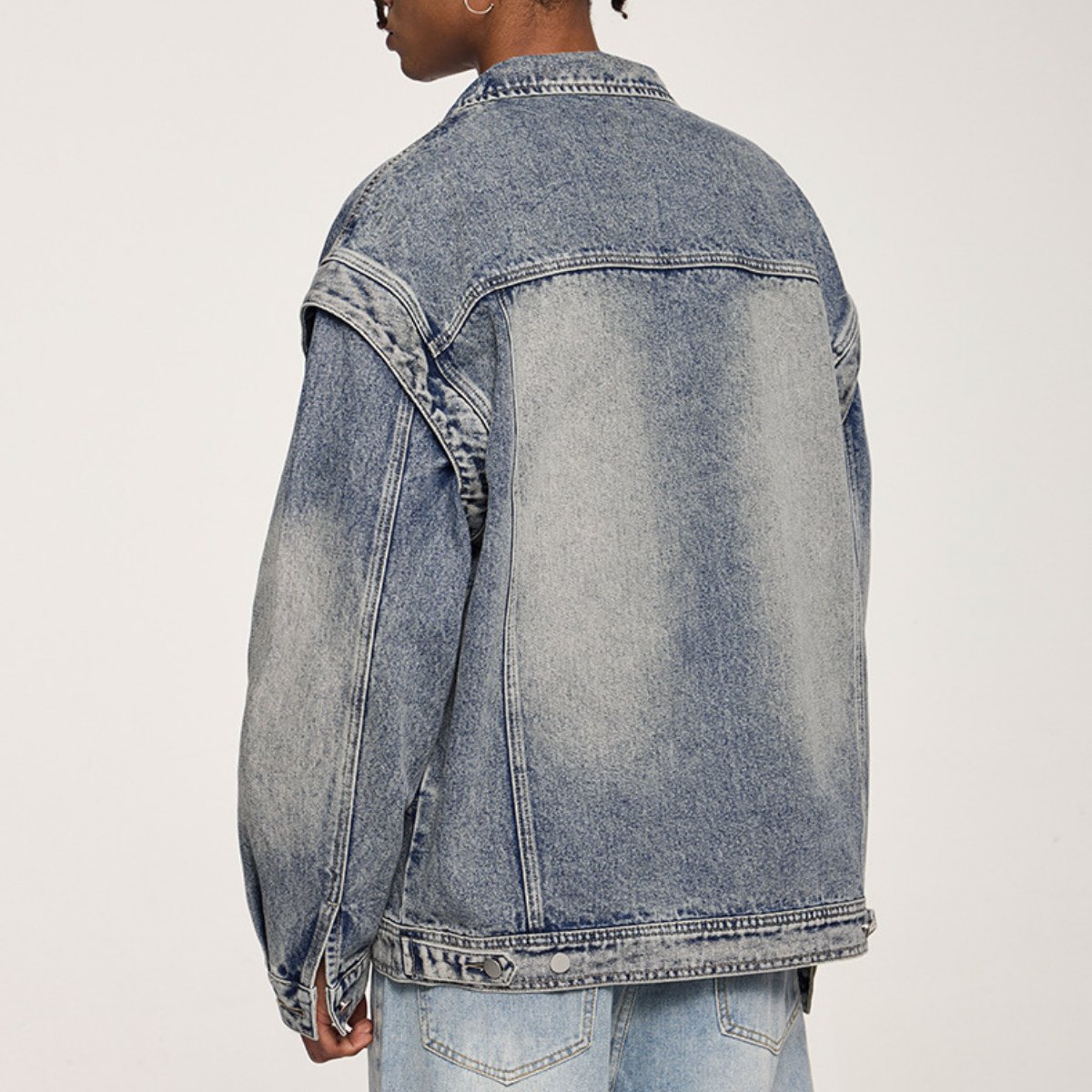 In Stock Custom LOGO Men Outwear Zipper UP Vintage Washed Denim Jackets High Quality Men's High Street Wear Jeans Jacket For Men