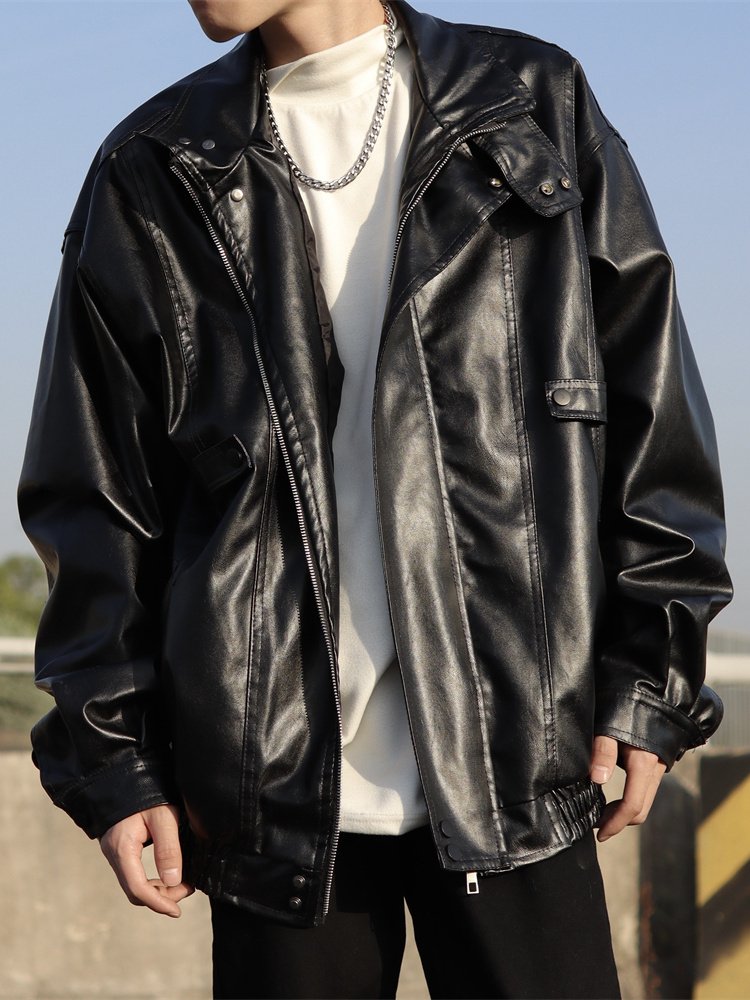 Customizable High-Grade Vintage Motorcycle Leather Jacket for Men Spring & Fall New Street Coat