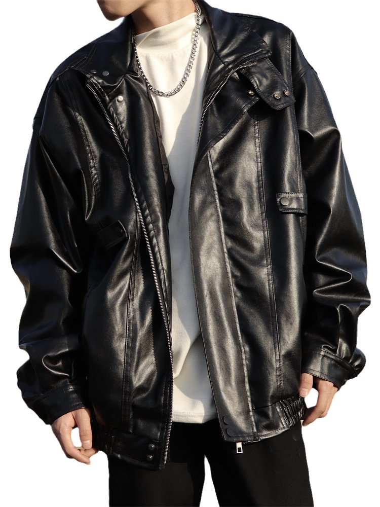 Customizable High-Grade Vintage Motorcycle Leather Jacket for Men Spring & Fall New Street Coat