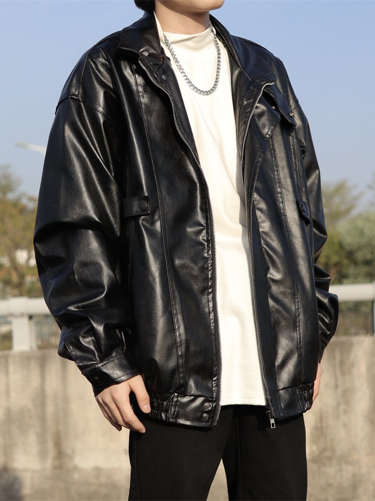 Customizable High-Grade Vintage Motorcycle Leather Jacket for Men Spring & Fall New Street Coat