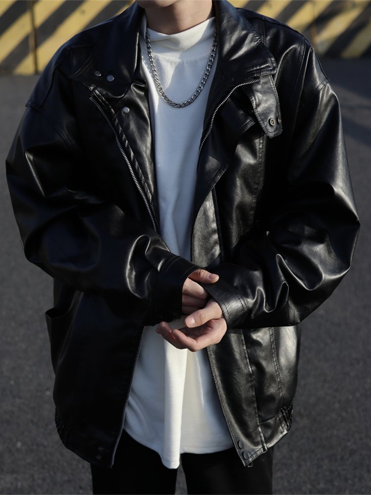Customizable High-Grade Vintage Motorcycle Leather Jacket for Men Spring & Fall New Street Coat