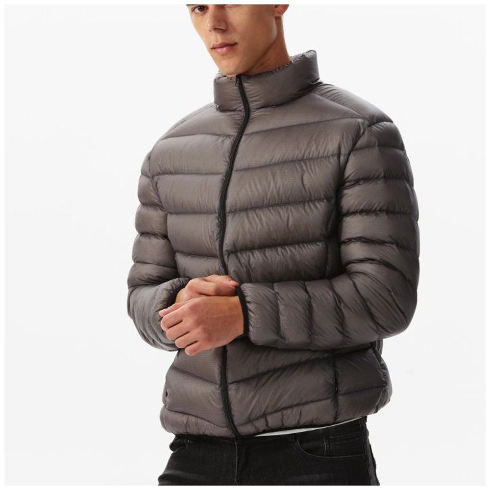 OEM Winter Men's Bubble Puffer Coat High Quality Lightweight Zipper Hooded Jacket Fashion Style Fabric Jacket Labels Printing