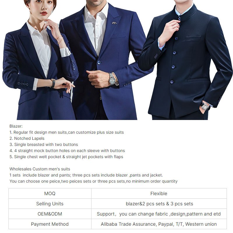 Navy Blue Men's 3 Piece Jacket Blazer Pour Hommes Slim Fit Suit Prom Groomsman Wedding Suits For Men