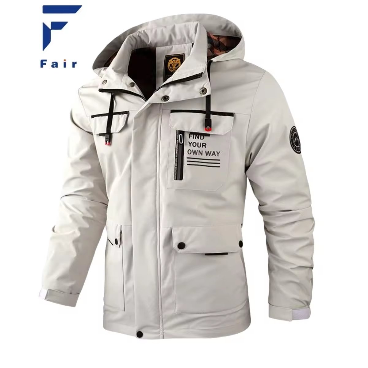 Men's Casual Hooded Waterproof Windbreaker Jacket For Outdoor Activities