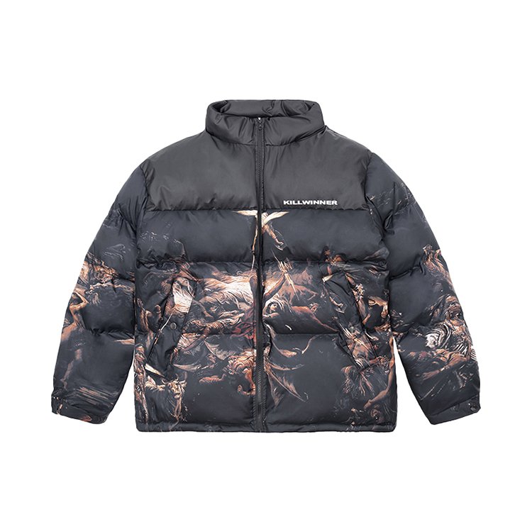 Killwinner high quality streetwear men's winter coat custom print down puffer warm thick padded bubble jacket unisex