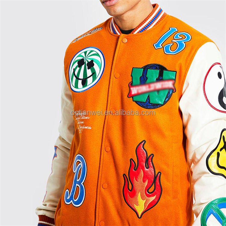 Customized Logo Streetwear Varsity Loose Casual Varsity Sport Jersey Jacket Patch Embroidery Baseball Jacket For Men