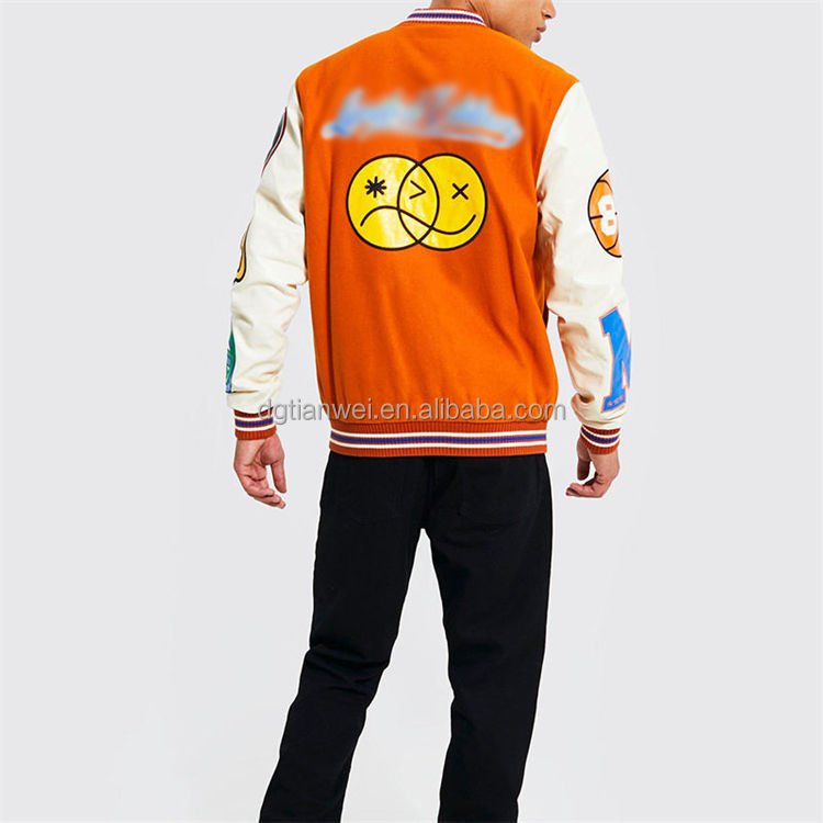 Customized Logo Streetwear Varsity Loose Casual Varsity Sport Jersey Jacket Patch Embroidery Baseball Jacket For Men