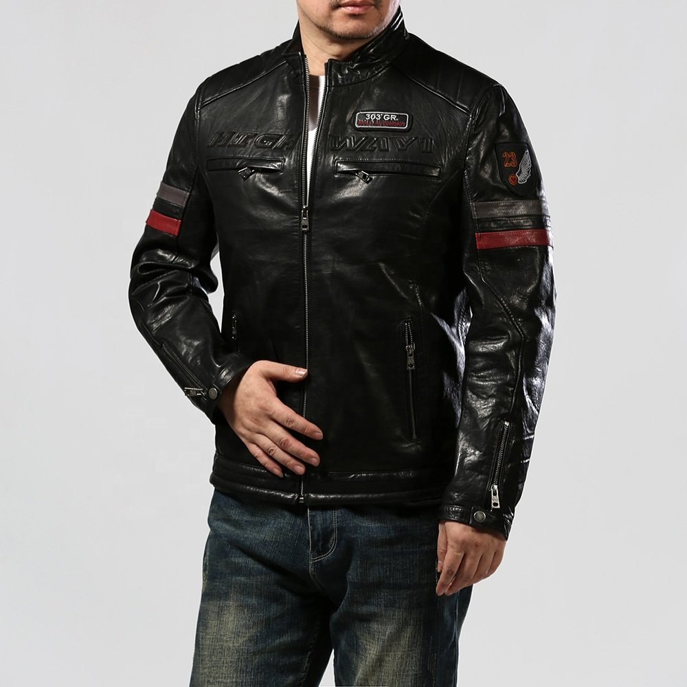 Spring autumn motorcycle real leather jacket men Young British fashion waterproof windproof large size sheepskin jackets