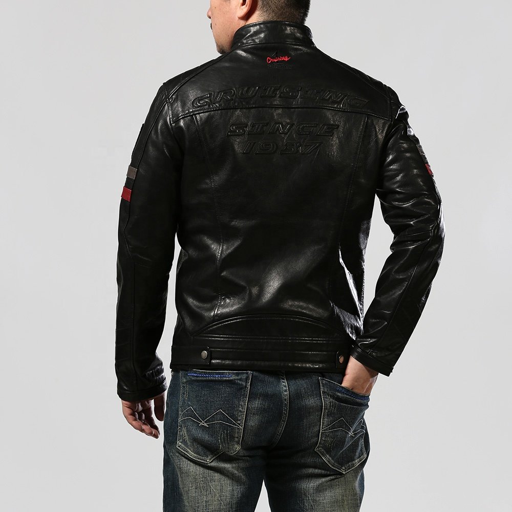 Spring autumn motorcycle real leather jacket men Young British fashion waterproof windproof large size sheepskin jackets