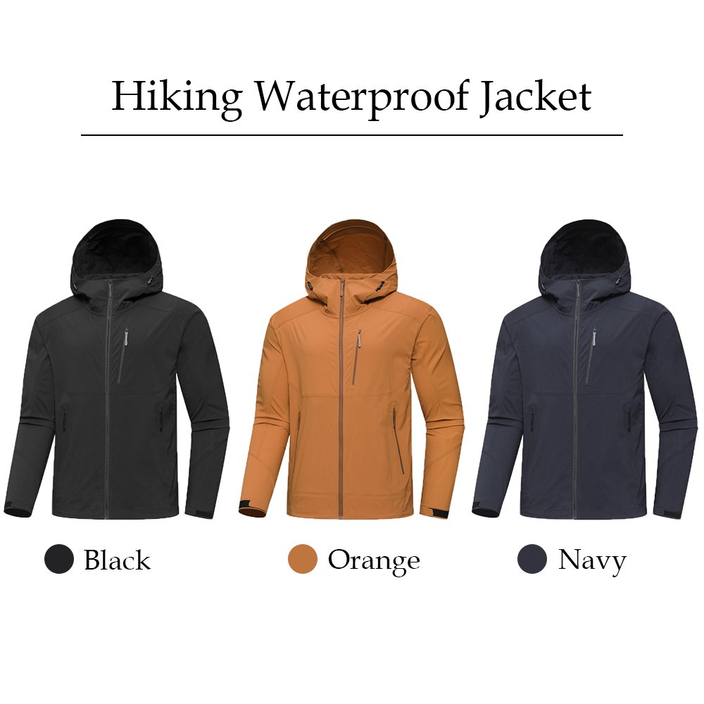 Outdoor hiking clothing hard shell stand-up collar men's jackets waterproof with zipper pockets