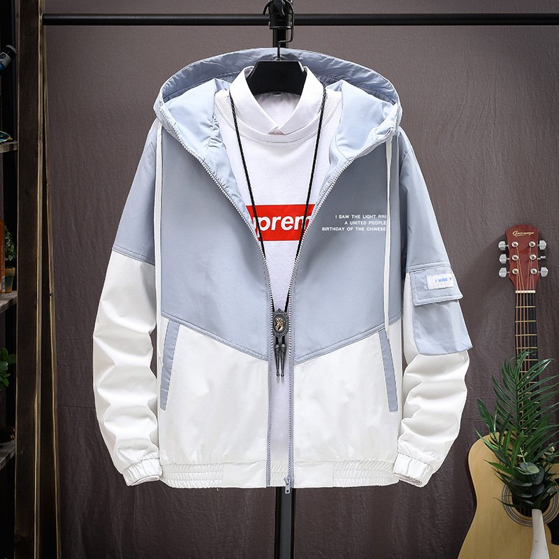 Men's Baseball Coat Windproof Hood Zipper Outdoor Jacket's Color Blocking Winter Clothing men's coats
