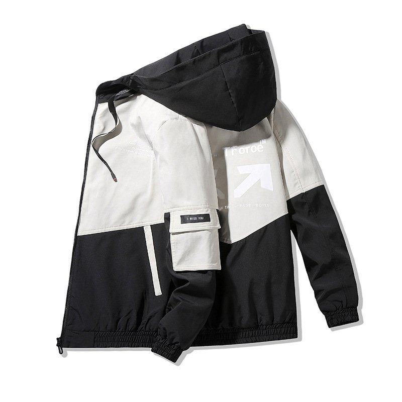 Men's Baseball Coat Windproof Hood Zipper Outdoor Jacket's Color Blocking Winter Clothing men's coats