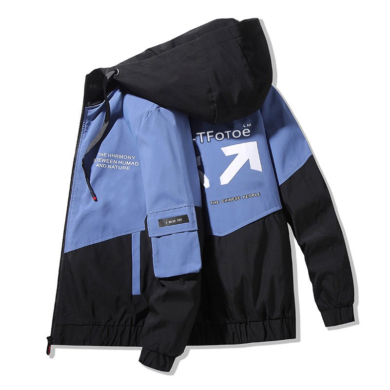Men's Baseball Coat Windproof Hood Zipper Outdoor Jacket's Color Blocking Winter Clothing men's coats