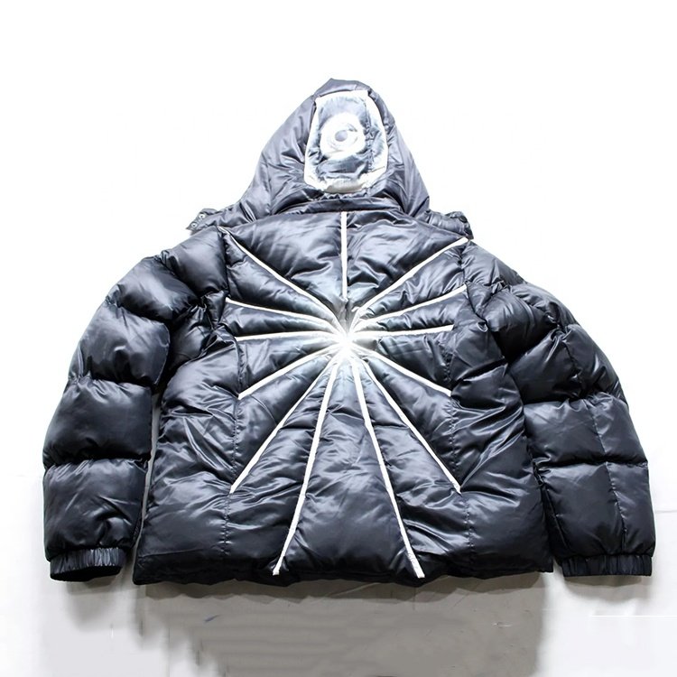 Unisex senior removable hood puffer jacket with black premium