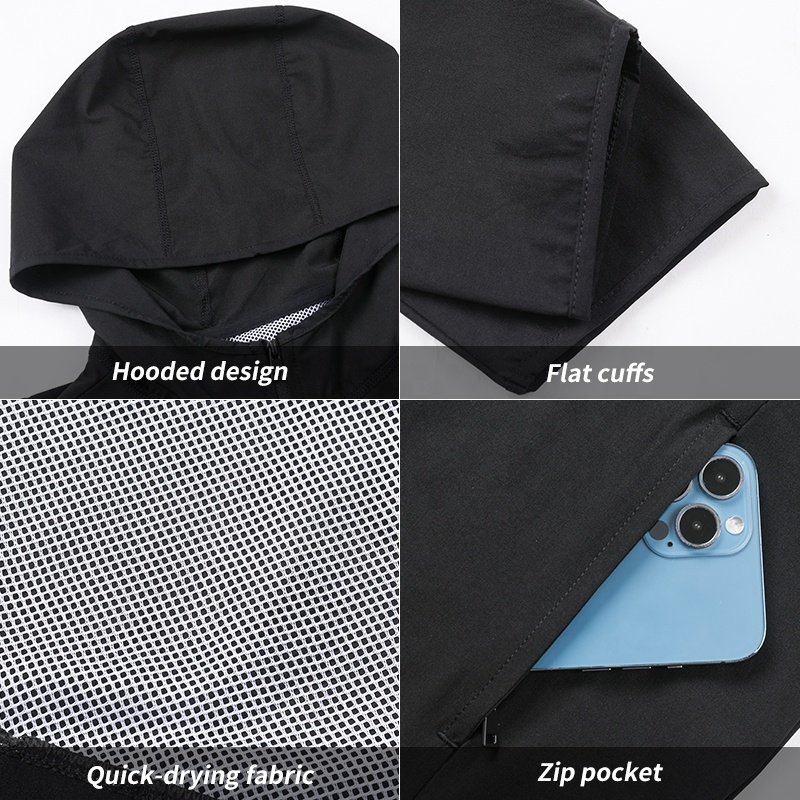 Custom Mesh Lightweight Running Wear Sports Hiking Zip Jacket for men
