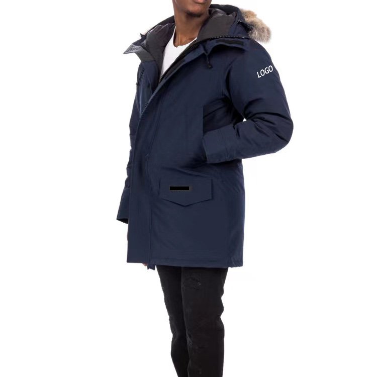 Palm Moose Men's High Quality Winter Coat Coyote Fur Trim Hooded Down Jacket