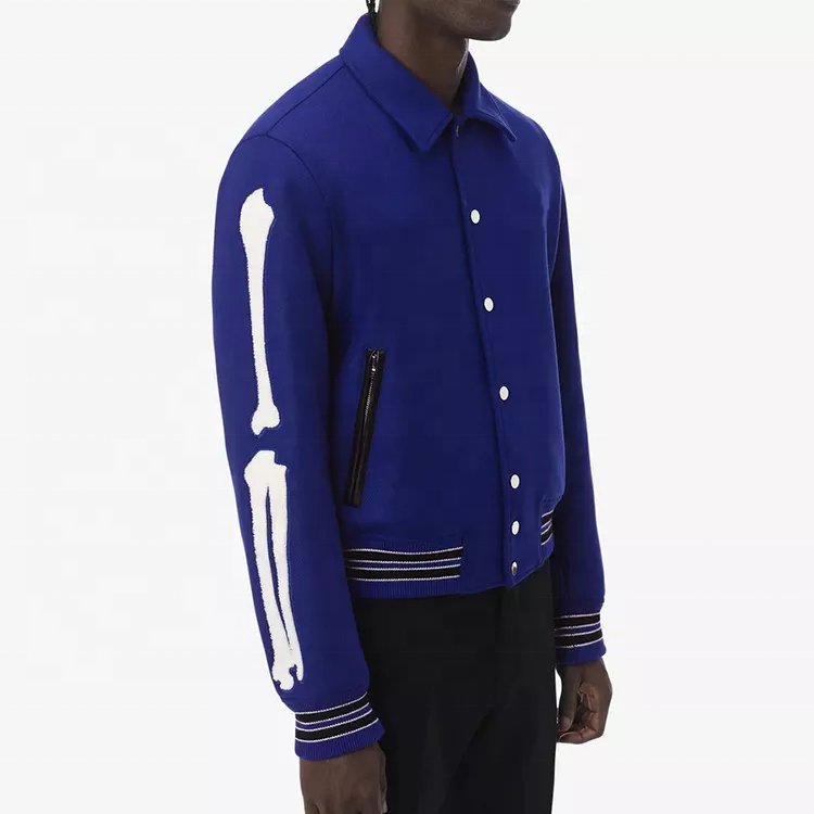 Oem Fashion Wool Top Long Sleeve Patchwork Men Versity Jacket
