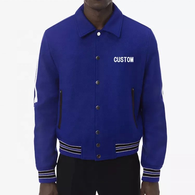 Oem Fashion Wool Top Long Sleeve Patchwork Men Versity Jacket