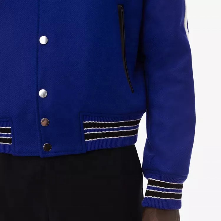 Oem Fashion Wool Top Long Sleeve Patchwork Men Versity Jacket
