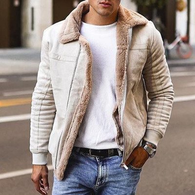 Liu Ming Wholesale Winter Men Casual Thick Long Sleeve Leather Biker Jacket Plus Size Outwears Fleece Coat