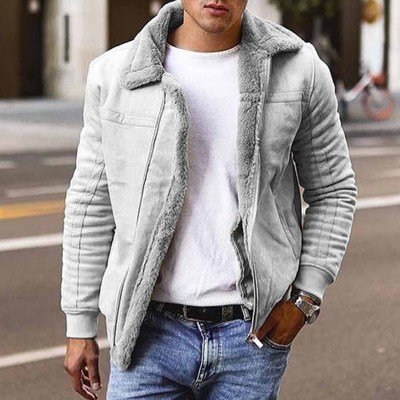 Liu Ming Wholesale Winter Men Casual Thick Long Sleeve Leather Biker Jacket Plus Size Outwears Fleece Coat