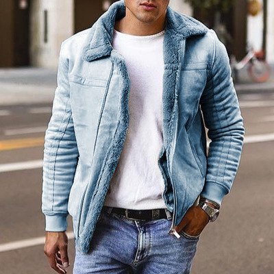 Liu Ming Wholesale Winter Men Casual Thick Long Sleeve Leather Biker Jacket Plus Size Outwears Fleece Coat