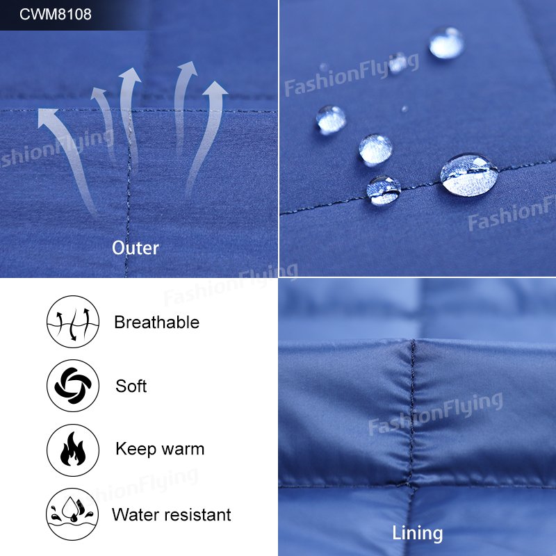 Men's Casual Style Winter Jacket Lightweight Quilted Insulated Outwear Zipper Closure Warm Breathable Fabric Pocket Decoration